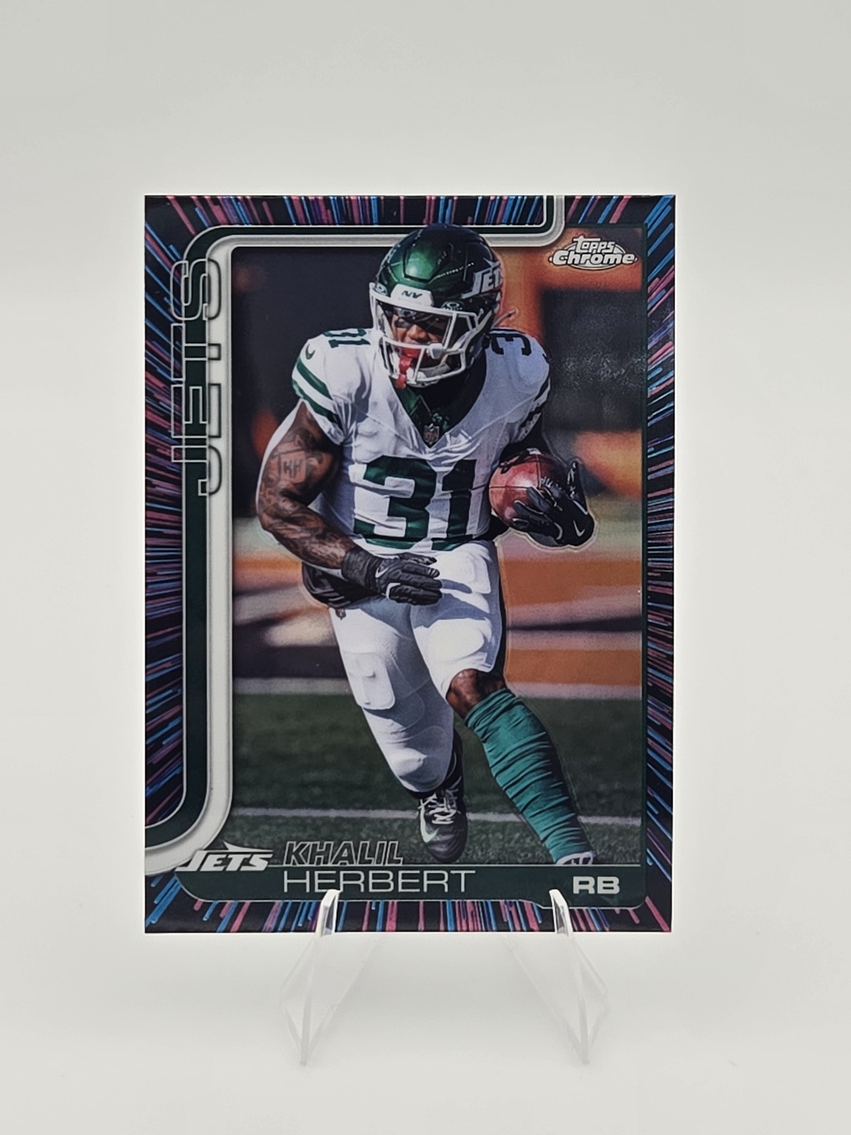 2025 Topps Chrome #131 Khalil Herbert New York Jets Neon Pulse Refractor