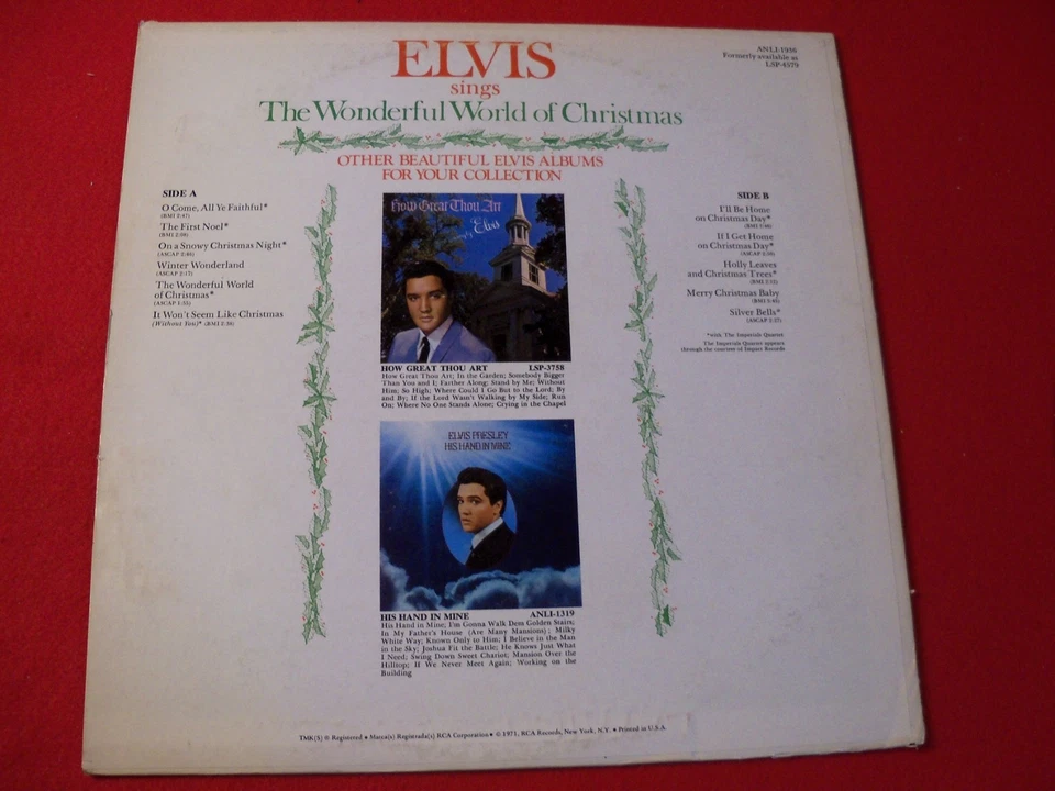 ELVIS PRESLEY LP "WONDERFULWORLD OF CHRISTMAS" ON CLASSIC HOLIDAY VINTAGE VINYL! - Image 4 of 4