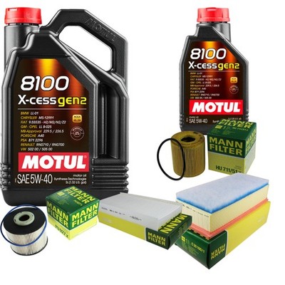 MANN Inspektionspaket 6L MOTUL 8100 X-CESS 5W-40 für Fiat Scudo 2.0 D Multijet