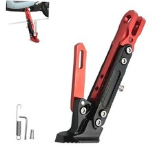 Universal Motorcycle Kickstand, 6 Level Heavy Duty Adjustable CNC 1 PC Red