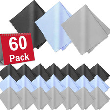 60 Pack Microfiber Cleaning Cloths 6x7 Inch for Glasses Screens Lens Phone TV