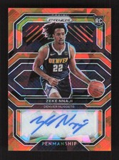 Zeke Nnaji 2020-21 Panini Prizm Rookie Penmanship Prizms Orange Ice Auto #RP-ZNJ
