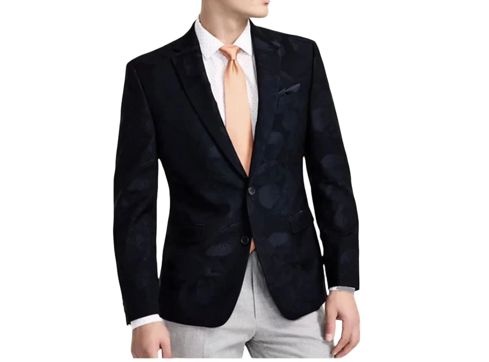 Bar Iii Mens Slim fit Suit Jacket Blazer 42 S Black Floral Stretch