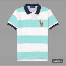 Image of Polo Ralph Lauren Kids T-Shirt white & blue Size 14/16 Big Logo Short Sleeve