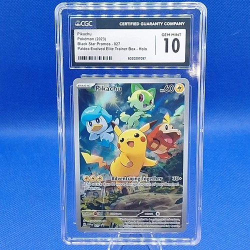 Pokémon Pikachu CGC 10 Holo Promo 027 Sv: Scarlet & Violet English 2023