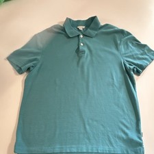 Calvin Klein Men's Teal Striped Polo Shirt M Short Sleeve Collared Button