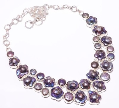 Black Star Blister Pearl 925 Sterling Silver Handmade Necklace 17.99'' N25-4