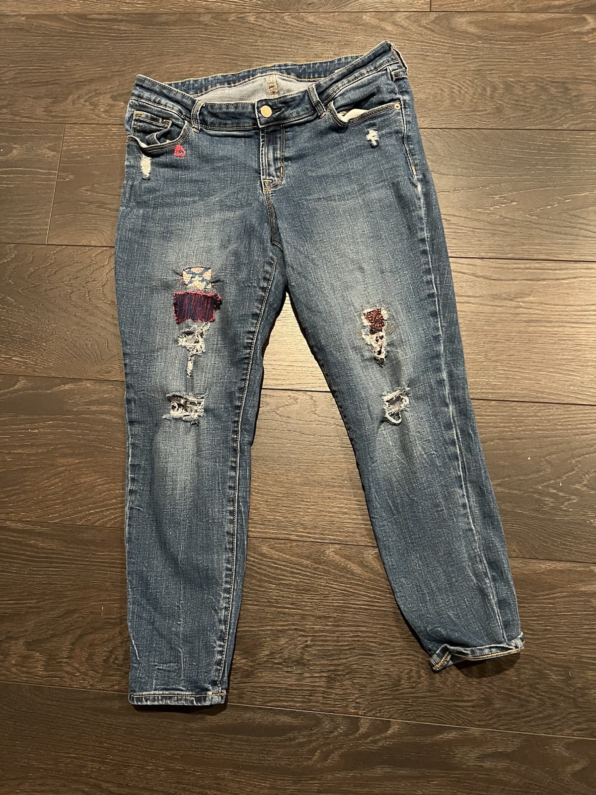 Handmade Upcycled Patchwork Embroidered Straight … - image 1