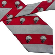 Vintage Elite Ohio State Buckeyes 100 Silk Necktie Tie Red Gray Football Helmet