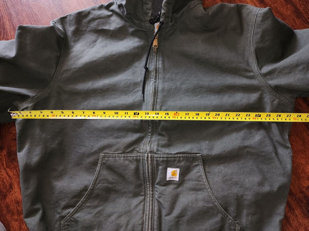 CARHARTT J158 DGR OLIVE GREEN HOODED JACKET SIZE XL-LARGE CARHARTT J158 DGR OLIVE GREEN HOODED JACKET SIZE XL-LARGE