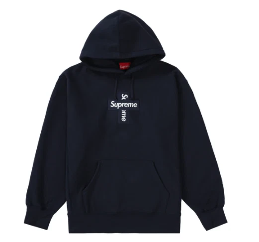Sweat shirt à capuche logo Supreme Cross Box flambant neuf   marine   moyen QS
