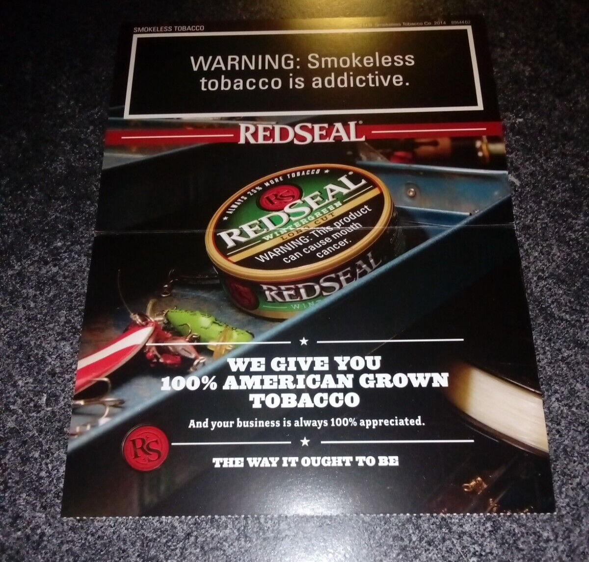 Red Seal Tobacco 2014 Snuff Tobacco Ad 100% American Grown New
