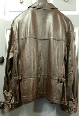 TOMMY HILFIGER REAL LEATHER JACKET, MEN'S LG, BROWN, EXCELLENT