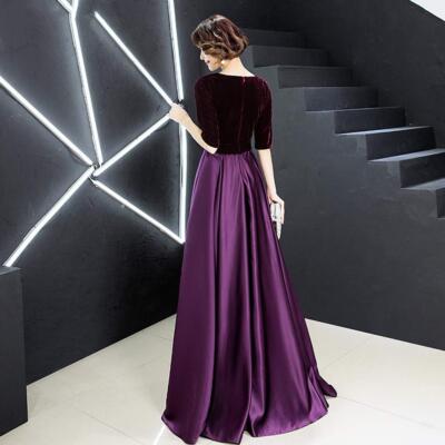 Women's V Neck Velvet Prom Dress Long A-Line Half Sleeves Formal Evening  Green | eBay