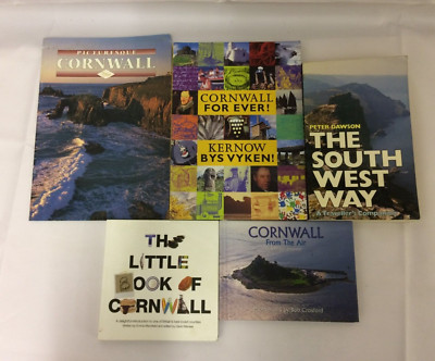 5 Mixed Cornwall Books, Little Book of Cornwall, SW Way,  Cornwall For Ever GOOD