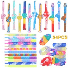 Pop Bubble Silicone Bracelet Fidget Toy Set Stress Relief Wristbands 24 PCS