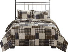Reversible Plaid Quilt Set - All Season King/Cal King Bedding with Shams