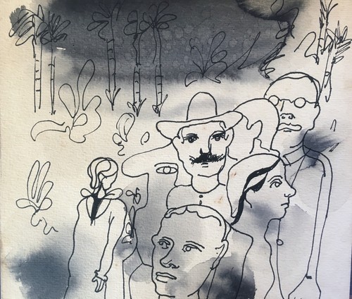 Dibujo de Mariano Rodríguez Álvarez ̈Masas ̈ Circa 1974 - Imagen 4 de 5