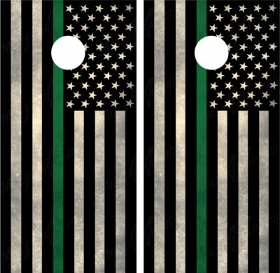 American Flag Thin Green Line Cornhole Board Decal Wrap Wraps