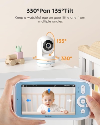 BOIFUN 5" PTZ Video Baby Monitor with Night Vision,VOX Function,2-Way Audio,UK - Picture 6 of 10