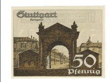 Notgeld - Stuttgart - Stadt Stuttgart - 50 Pf. - 1921 - K&ouml;nigstor - Serie B