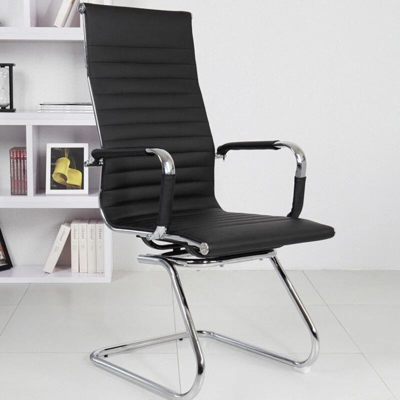 Home Office Chair Leather Computer Desk Chair with Arms Reception Seat High Back