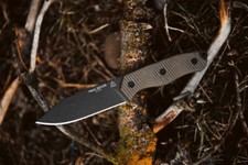 TOPS Trail Seeker Fixed Knife 4.5" Black 1095HC Steel Blade Green Micarta Handle