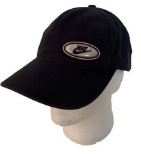 Nike Mini Swoosh Logo Navy Blue Snapback Hat Cap 1990s Vintage