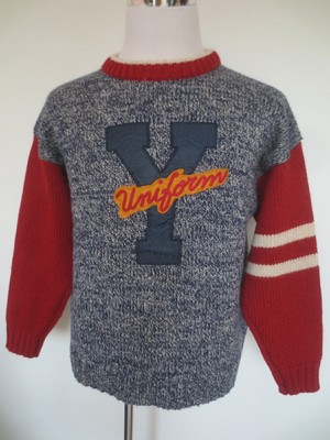 Winter Pullover UNIFORM American Brand S/M (XL junior) mit Wolle blau rot /Z1