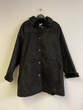 Gabriella Vicenga Women's Black Peacoat Jacket Fur Lined Size Uk20/22