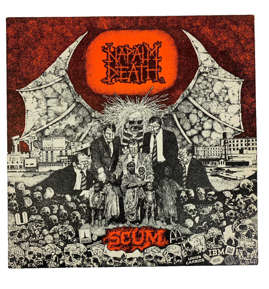 NAPALM DEATH - SCUM - ORIGINAL VINYL ALBUM - RARE ORANGE COVER