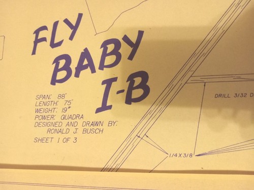 Vintage R/C Airplane Blueprint Plans "FLY BABY I-B" Complete 88" Wingspan Balsa - Picture 6 of 12