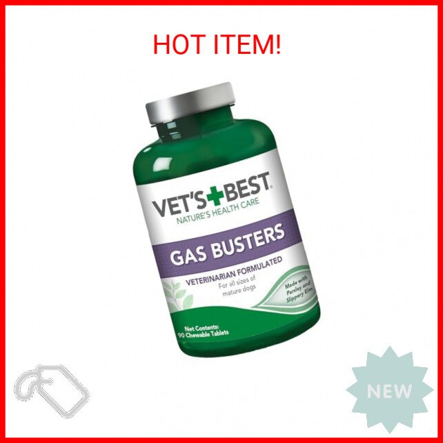 Gas Relief Dog Supplements, Digestion Aid Chewable Tablets, USA Made - 90 Count