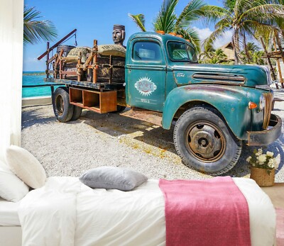 3D Blue Pickup Truck A520 Transport Wallpaper Mural Self-adhesive Removable Amy