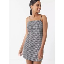 Urban Outfitters Black & White Houndstooth Checkered Mini Slip Dress Medium