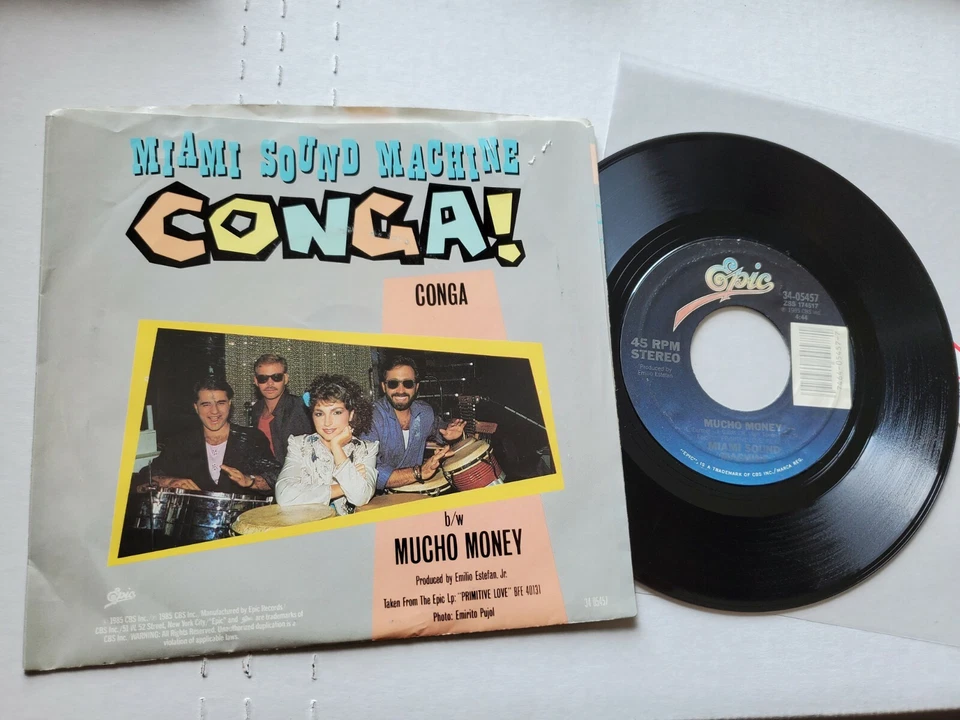 MIAMI SOUND MACHINE - Conga / Mucho Money 1985 LATIN SYNTH POP Gloria Estefan  - Image 2 of 2