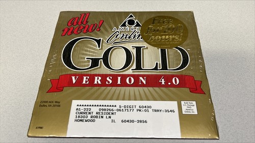 1999 America Online AOL Gold versione 4.0 CD - 100 ore gratuite - NUOVO sigillato in fabbrica - Foto 2 di 2