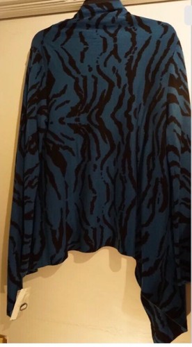 Peter Nygard NWT M $89 Lightweight Blue Zebra Swing Open Cardigan - Picture 2 of 3