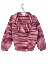 Vintage Handmade Baby Girl Sweater 1960 s 12 Mos Shades Of Pink Heart Buttons