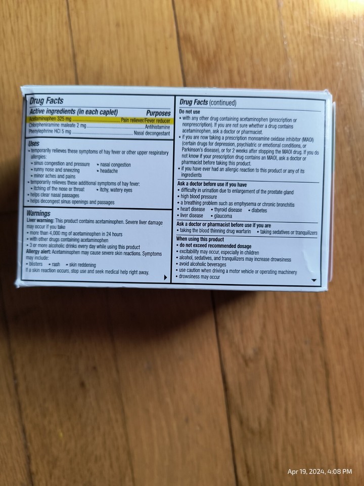 Flonase Allergy & Headache Relief 192 Caplets w/Acetaminophen 96 Caps Ea Sealed eBay