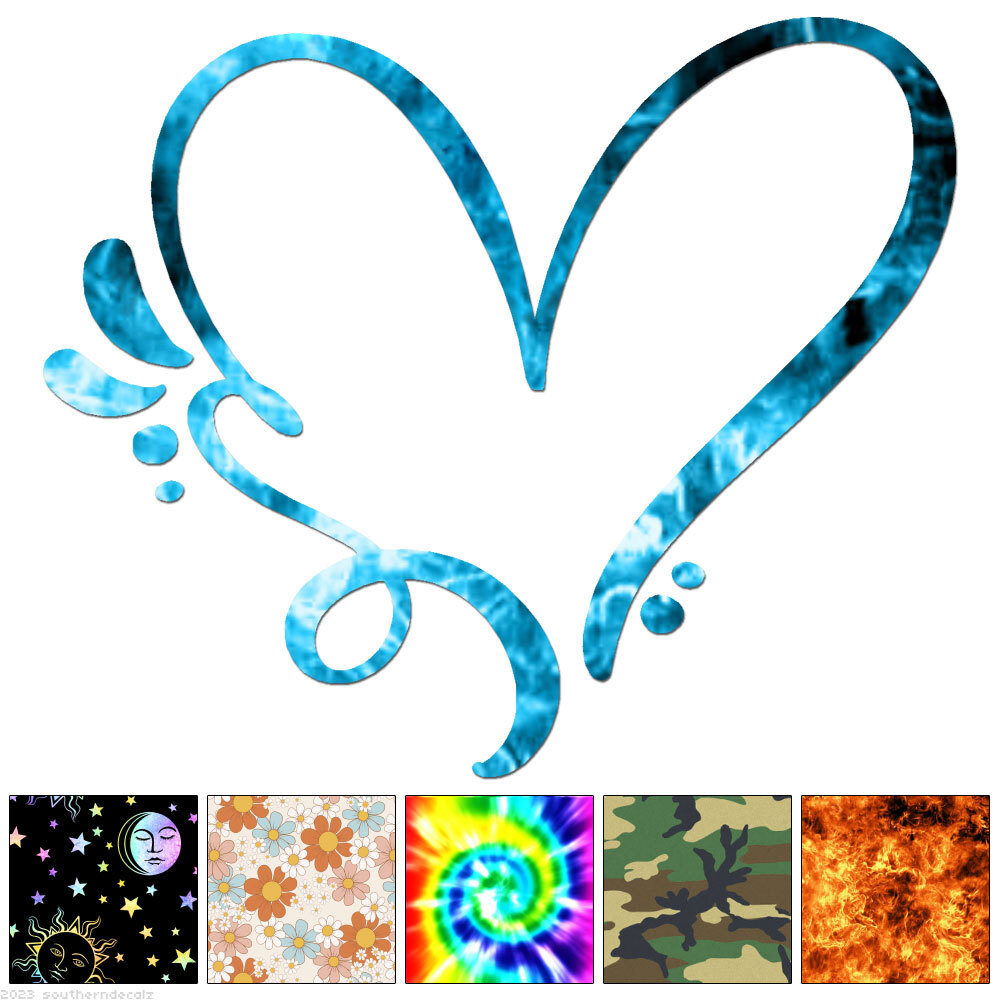 Heart Outline - Vinyl Decal Sticker - Multiple Patterns & Sizes