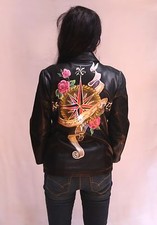 Hand Painted Leather Jacket - I know where i'm going - Antique Compass