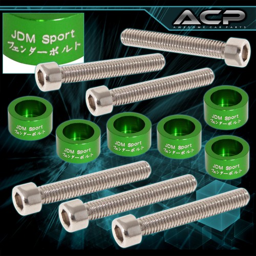 JDM K-Series For Acura Cam Cap/6mm Cup/Header/Fender/Valve Washers+Bolt Green - Picture 3 of 6