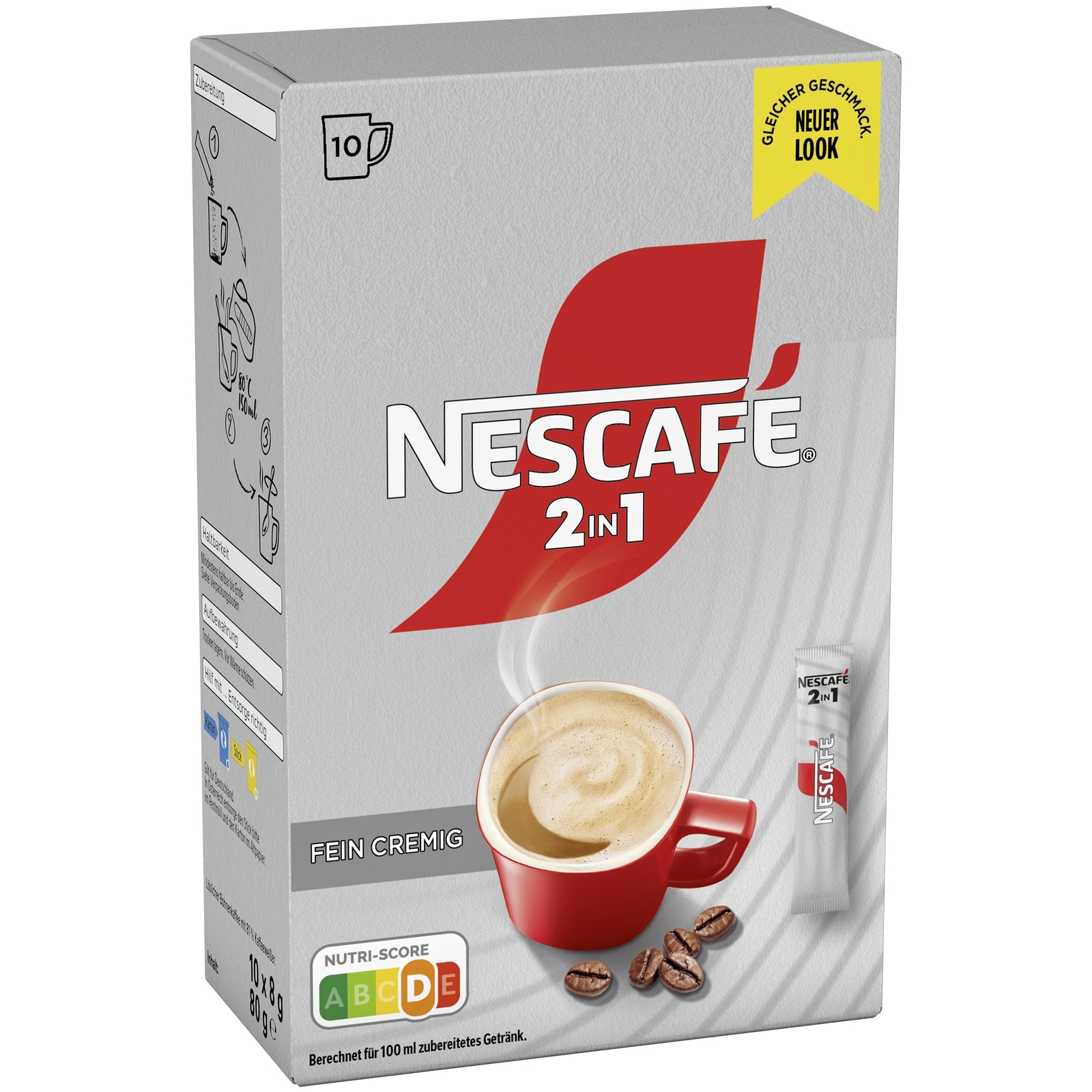 NESCAFÉ 2in1 Sticks löslicher Kaffee (1 x 10 x 8g)