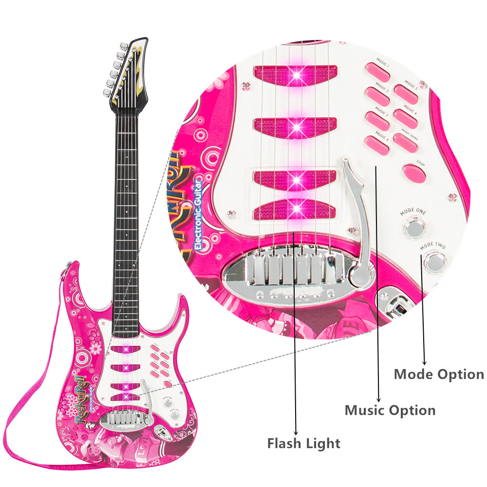 Kids Guitar Kids Electric Guitar And Microphone Set, Musical Toy