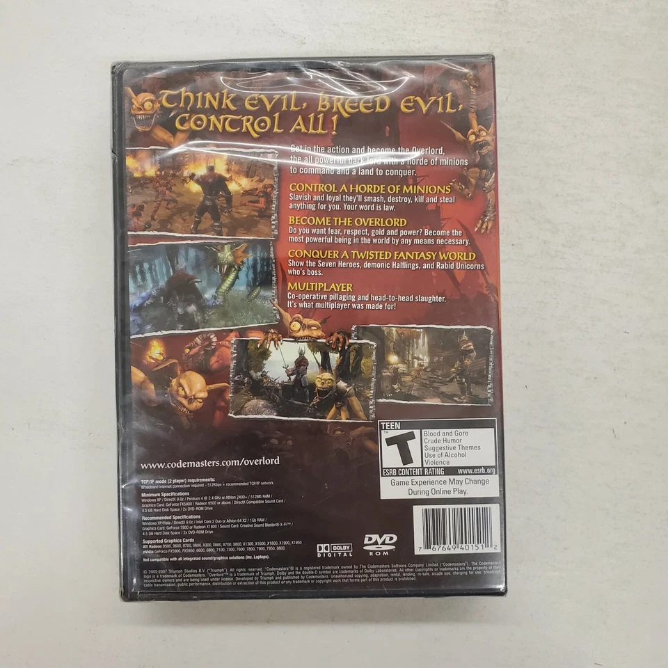 New Sealed OVERLORD PC Game 2007 / Codemasters - Image 3 of 3