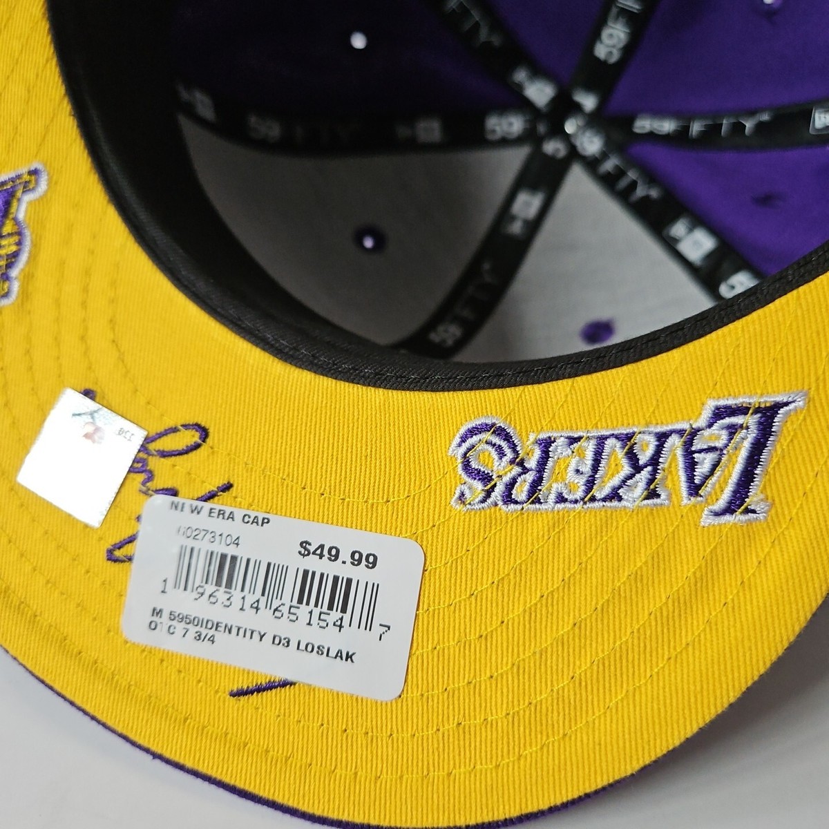 New Era Los Angeles Lakers Hat 7 3/4 Purple Yellow Bottom Cap