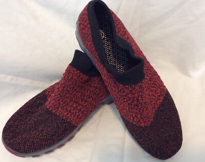 Womens Walking Shoes Sock Sneakers Mesh Slip On Red Size