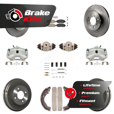Front Rear Brake Caliper Rotor Drum Ceramic Pad Shoe Cylinder & Hardware Kit For