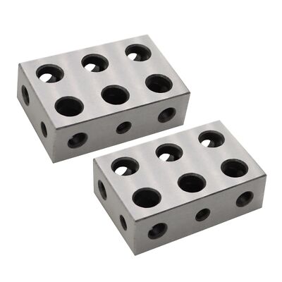 ''2Pcs 1-2-3 Blocks, Ultra Precision Machinist Blocks (1''x2''x3'') with 11 Holes
